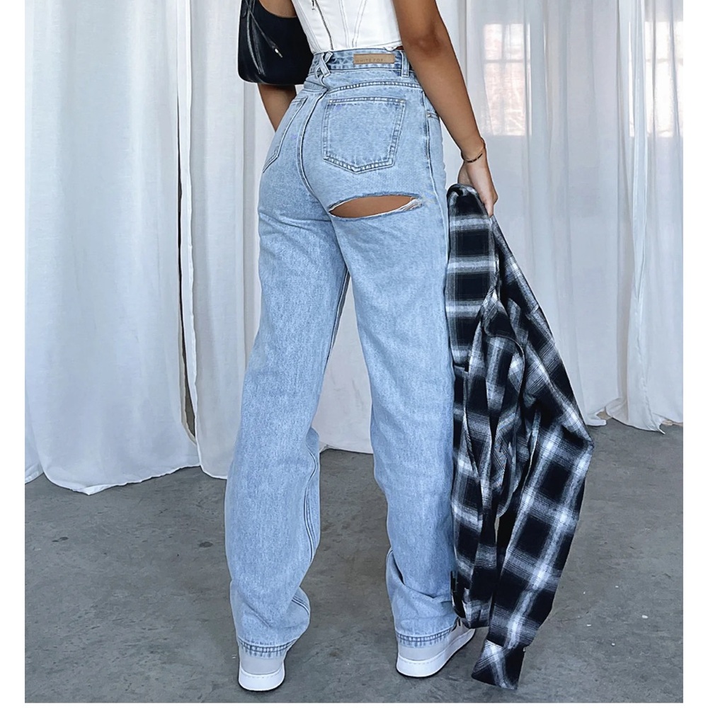 white fox on replay high rise straight leg jeans
